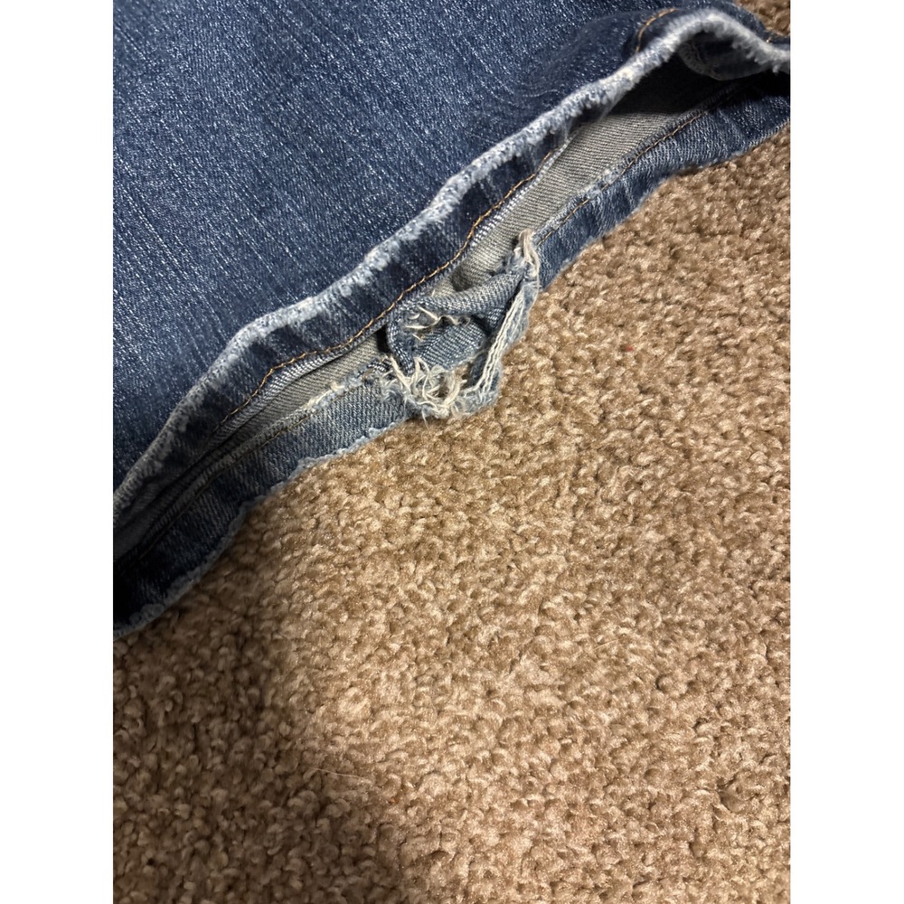 American Eagle Favorite Boyfriend Jeans Womens 14 Blue Good Distressed Mid Rise - Picture 2 of 4